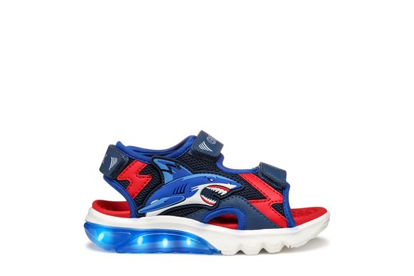 Παιδικά Σανδάλια Geox Ciberdron για Αγόρια Navy/Red Shark (Μεγέθη 25-33)