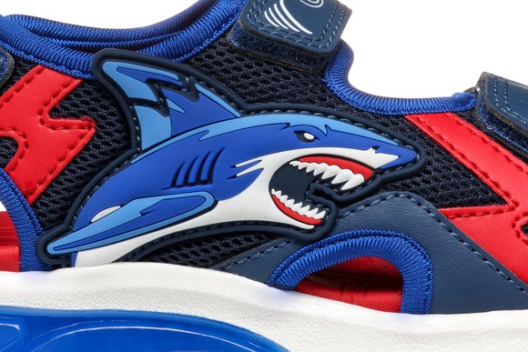 Παιδικά Σανδάλια Geox Ciberdron για Αγόρια Navy/Red Shark (Μεγέθη 25-33)