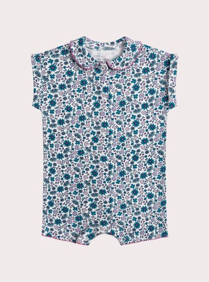 DPAM Βρεφική Ολόσωμη Πιτζάμα για Κορίτσια Floral Onesie - ΛΕΥΚΟ