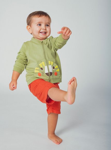 DPAM Βρεφική Ζακέτα για Αγόρια Olive Tiger - ΧΑΚΙ