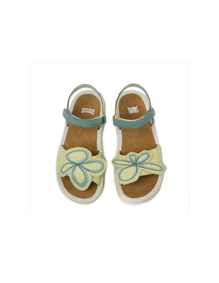 Παιδικά Σανδάλια Camper Twins για Κορίτσια Yellow/Petrol Flowers (Μεγέθη 26-34)