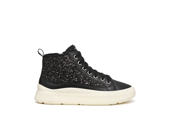 Παιδικά Παπούτσια Geox Laquinny για Κορίτσια Black Glitter (Μεγέθη 28-36)