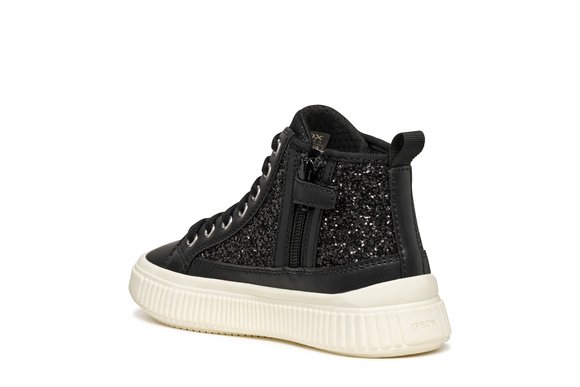 Παιδικά Παπούτσια Geox Laquinny για Κορίτσια Black Glitter (Μεγέθη 28-36)