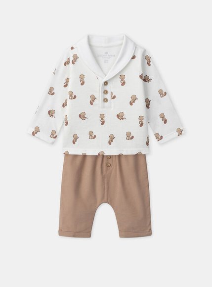 Βρεφικό Σετ για Αγόρια Squirrel Outfit - ΛΕΥΚΟ φωτογραφία