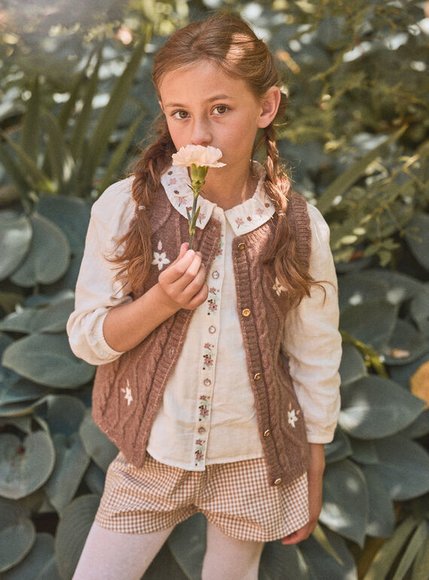Παιδικό Γιλέκο για Κορίτσια Brown Flowers