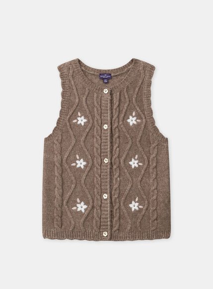 Παιδικό Γιλέκο για Κορίτσια Brown Flowers