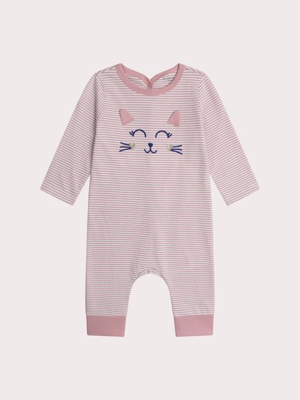 Βρεφική Ολόσωμη Πιτζάμα για Κορίτσια Stripped Cat