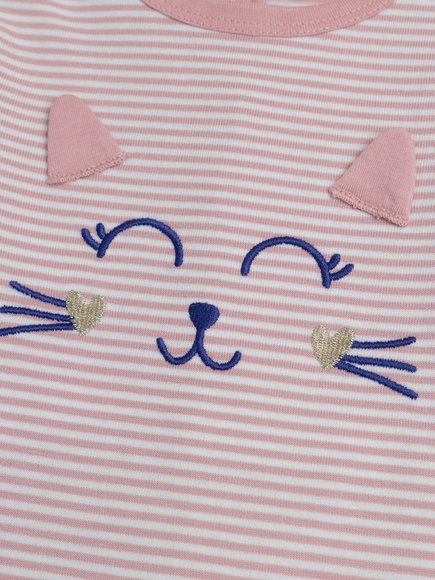 Βρεφική Ολόσωμη Πιτζάμα για Κορίτσια Stripped Cat