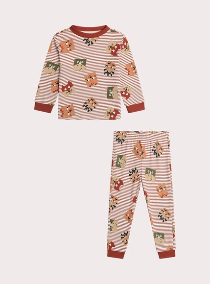 DPAM Σετ Παιδικές Πιτζάμες για Αγόρια Stripped Squares - ΛΕΥΚΟ