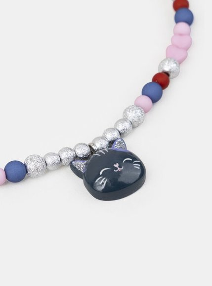 Παιδικό Κολιέ για Κορίτσια Beaded Cat - ΑΣΗΜΙ φωτογραφία
