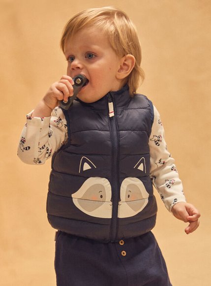 SERGENT MAJOR Βρεφικό Αμάνικο Μπουφάν για Αγόρια Navy Racoon - 2 σε 1 - ΜΠΛΕ