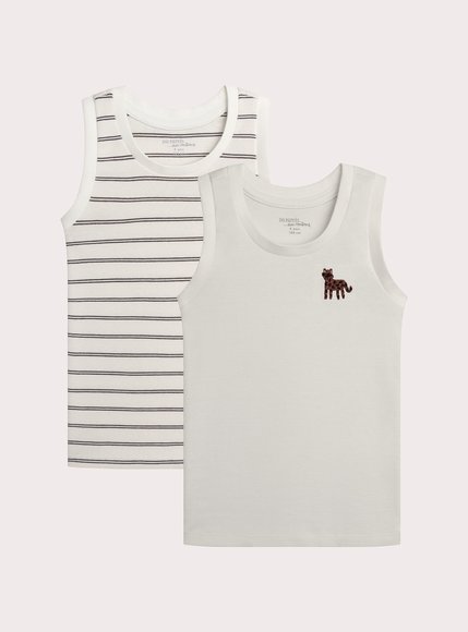 DPAM Σετ Παιδικά Φανελάκια για Αγόρια Stripped Cheetah 2τμχ - ΛΕΥΚΟ