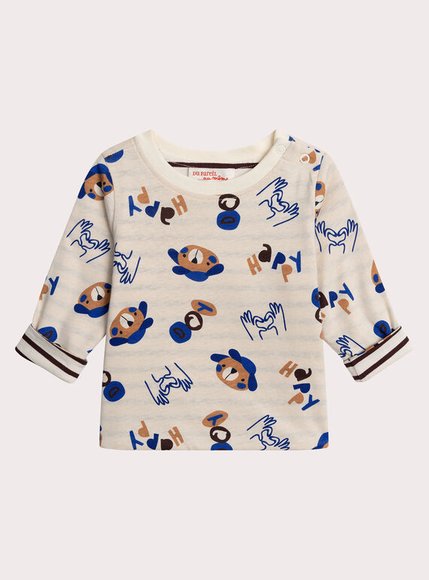 DPAM Βρεφική Μπλούζα για Αγόρια Happy Puppy - 2 σε 1 - ΛΕΥΚΟ