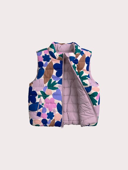 DPAM Παιδικό Αμάνικο Μπουφάν για Κορίτσια Lilac Floral - 2 σε 1 - ΛΕΥΚΟ