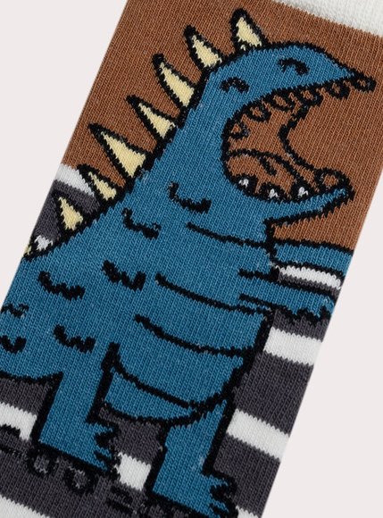 Παιδικές Κάλτσες για Αγόρια Brown Dinosaur - ΚΑΦΕ φωτογραφία