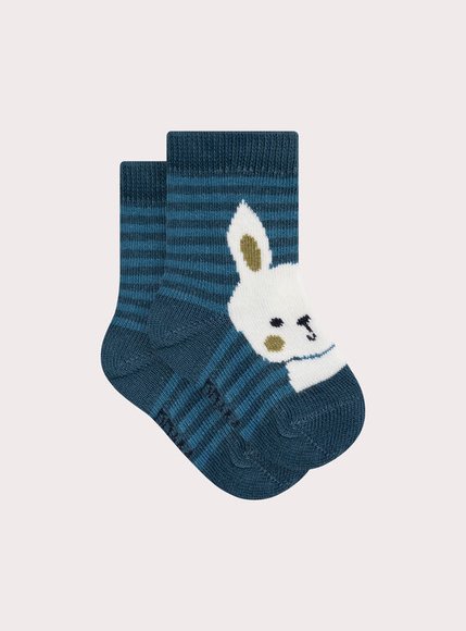 DPAM Βρεφικές Κάλτσες για Αγόρια Stripped Bunny - ΜΠΛΕ