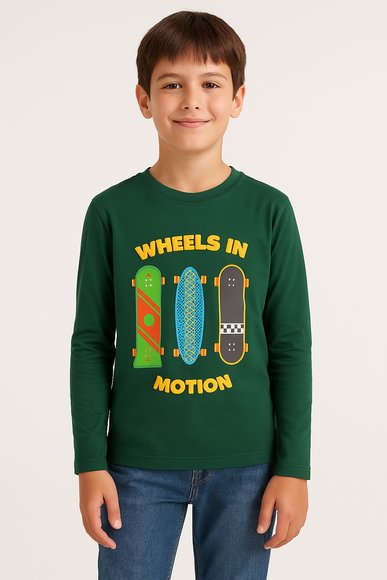 DREAMERS Παιδική Μακρυμάνικη Μπλούζα Wheels για Αγόρια - ΠΡΑΣΙΝΟ