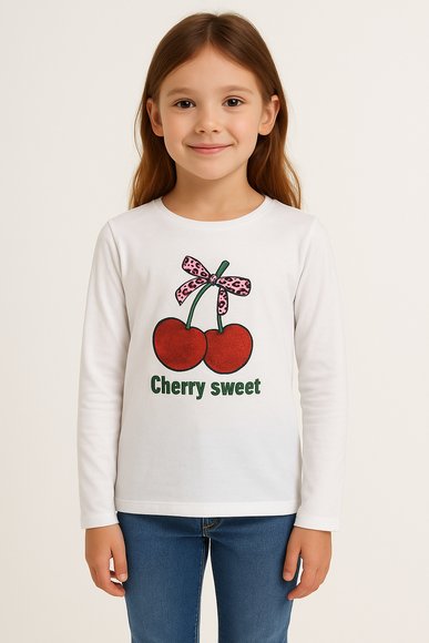 DREAMERS Παιδική Μπλούζα για Κορίτσια Cherry Sweet - ΛΕΥΚΟ