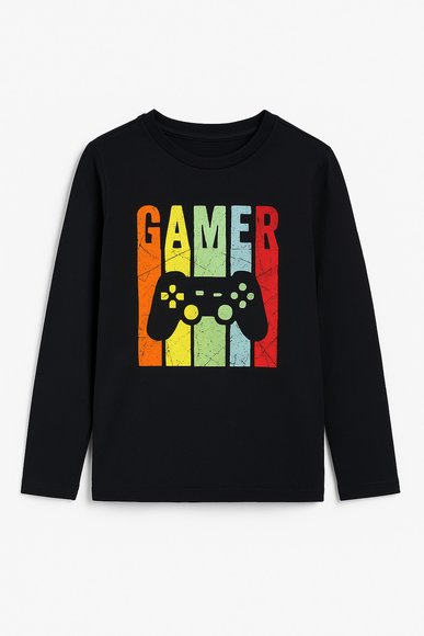 Παιδική Μπλούζα για Αγόρια Black Gamer - ΜΑΥΡΟ φωτογραφία