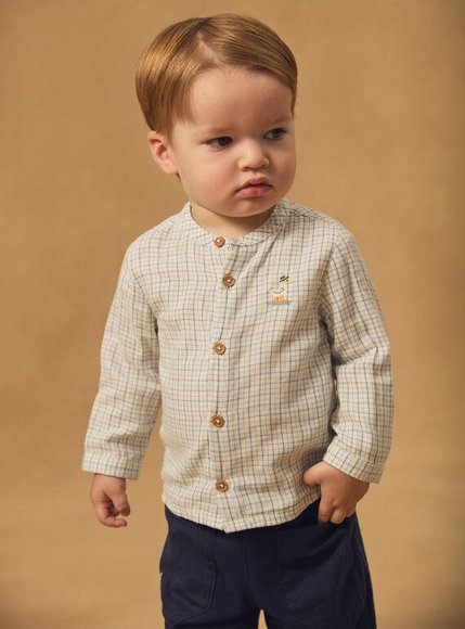 SERGENT MAJOR Βρεφικό Πουκάμισο για Αγόρια Geometric Goose - ΛΕΥΚΟ