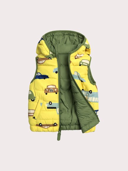 DPAM Βρεφικό Αμάνικο Μπουφάν για Αγόρια Olive Cars - 2 σε 1 - ΚΙΤΡΙΝΟ