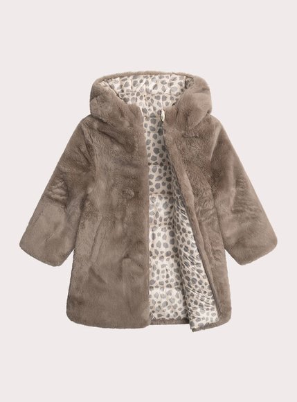 DPAM Παιδικό Μπουφάν για Κορίτσια Fluffy Print - 2 σε 1 - ΚΑΦΕ