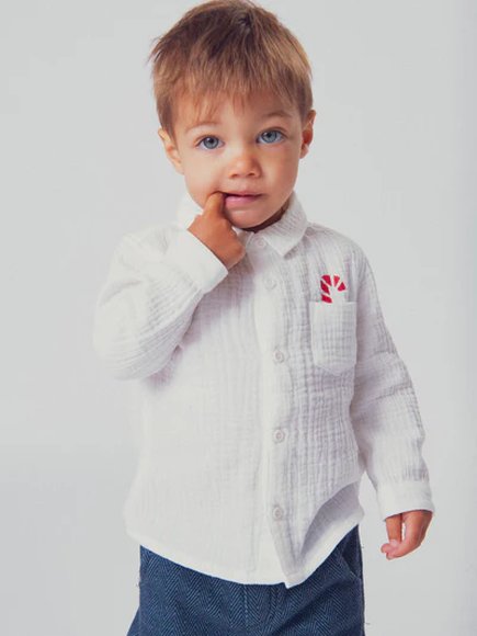 DPAM Βρεφικό Πουκάμισο για Αγόρια - ΛΕΥΚΟ