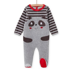 Βρεφική Ολόσωμη Πιτζάμα για Αγόρια Grey Panda