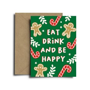 Χριστουγεννιάτικη Ευχετήρια Κάρτα Eat Drink and Be Happy