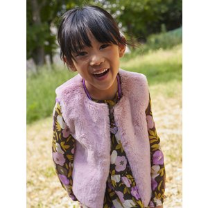 Παιδικό Αμάνικο Γιλέκο Γουνάκι για Κορίτσια Ροζ διπλής όψης