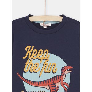 Παιδική Μακρυμάνικη Μπλούζα για Αγόρια Navy Blue Dino Keep The Fun