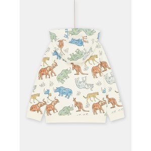 Παιδική Ζακέτα με Φερμουάρ και Κουκούλα για Αγόρια Μπεζ Δεινόσαυροι