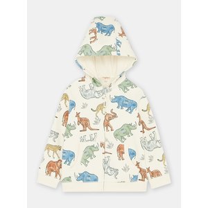 Παιδική Ζακέτα με Φερμουάρ και Κουκούλα για Αγόρια Μπεζ Δεινόσαυροι