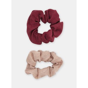 Παιδικά Λαστιχάκια Scrunchie για Κορίτσια Μπορντό-Ροζ 2 τμχ