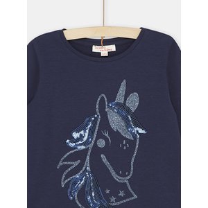 Παδική Μακρυμάνικη Μπλούζα για Κορίτσια Navy Blue Unicorn