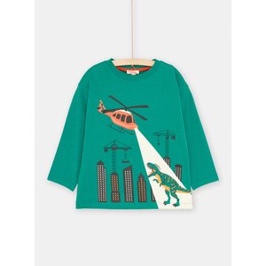 Παιδική Μακρυμάνικη Μπλούζα για Αγόρια Neon Peacock Green Dino