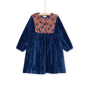 Παιδικό Μακρυμάνικο Φόρεμα για Κορίτσια Navy Blue Velour