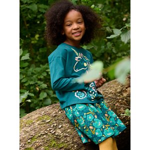 Παιδική Φούστα για Κορίτσια Διπλής Όψης Peacock Green Leaf