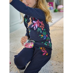 Παιδικό Παντελόνι Φόρμας για Κορίτσια Navy Blue Flowers