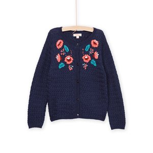 Παιδική Μακρυμάνικη Ζακέτα για Κορίτσια Navy Blue Flowers