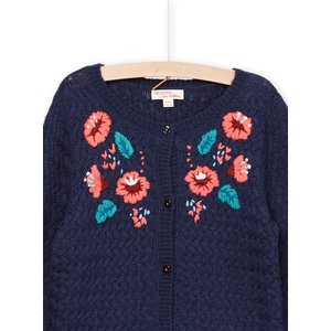 Παιδική Μακρυμάνικη Ζακέτα για Κορίτσια Navy Blue Flowers