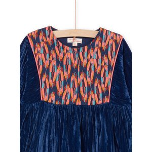 Παιδικό Μακρυμάνικο Φόρεμα για Κορίτσια Navy Blue Velour