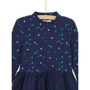 Παιδικό Μακρυμάνικο Φόρεμα για Κορίτσια Navy Blue Hearts Gliter