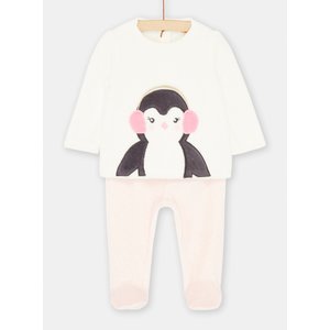 Βρεφικό Μακρυμάνικο Σετ για Κορίτσια White/Pink Pinguin