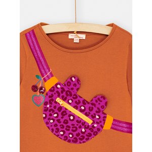 Παιδική Μακρυμάνικη Μπλούζα για Κορίτσια Orange Animal Print