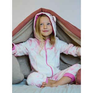 Παιδική Ολόσωμη Πιτζάμα για Κορίτσια Pink Tie Dye Unicorn