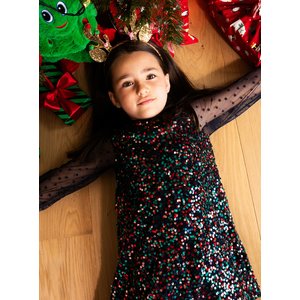 Παιδικό Χριστουγεννιάτικο Μακρυμάνικο Φόρεμα για Κορίτσια Blue Sequin