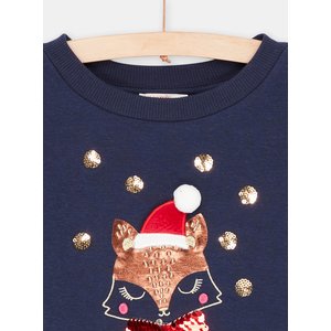 Παιδικό Μακρυμάνικο Χριστουγεννιάτικο Φούτερ για Κορίτσια Blue Foxy