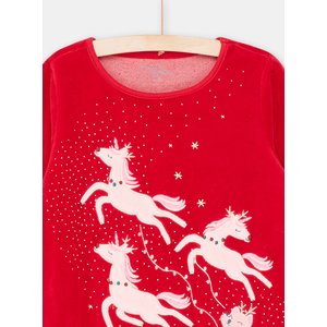 Παιδικό Χριστουγεννιάτικο Σετ Πιτζάμες για Κορίτσια Red/ Green Unicorn