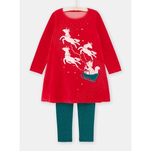 Παιδικό Χριστουγεννιάτικο Σετ Πιτζάμες για Κορίτσια Red/ Green Unicorn